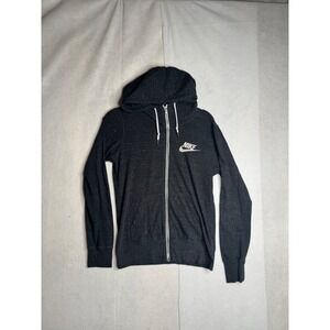 Nike Womens M Full Zip Hoodie Charcoal Heather Grey gym